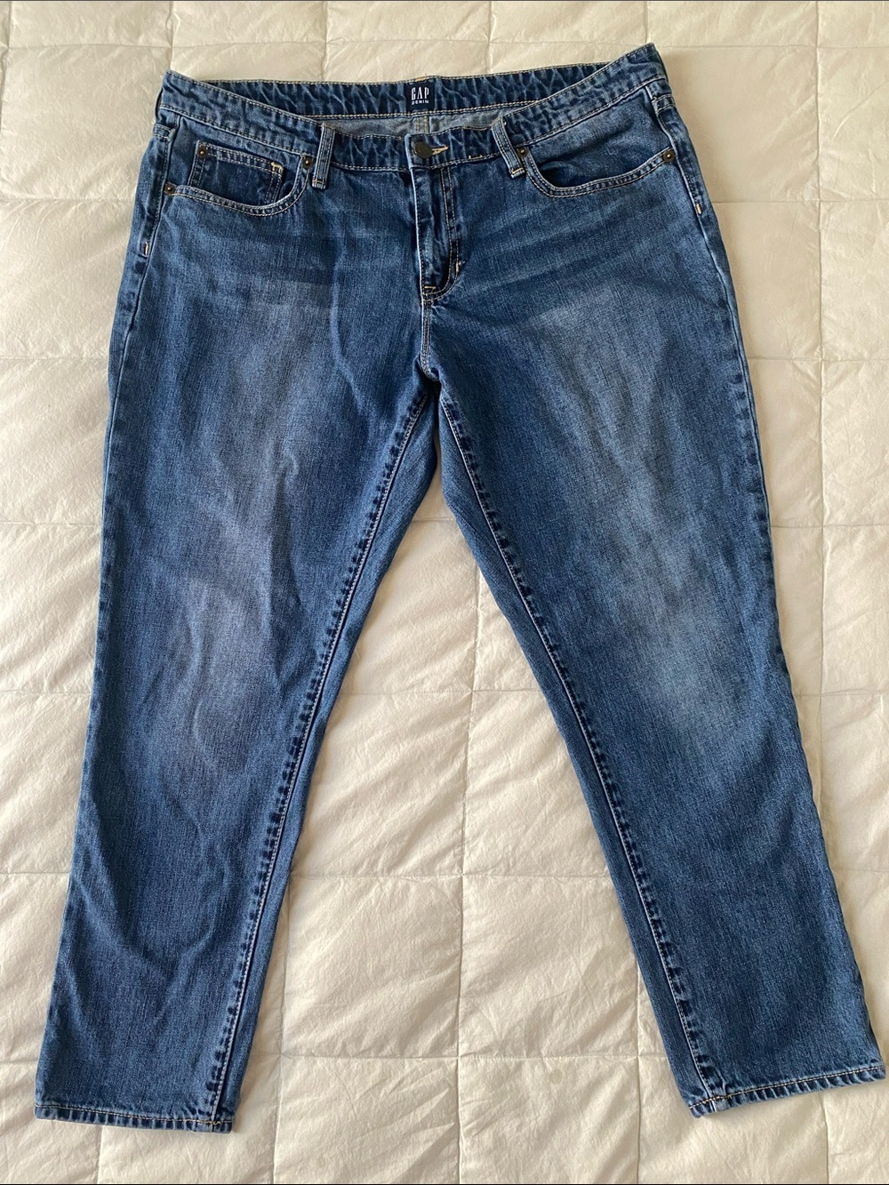 GAP Straight Leg Sexy Boyfriend Mid-Blue Denim Jeans